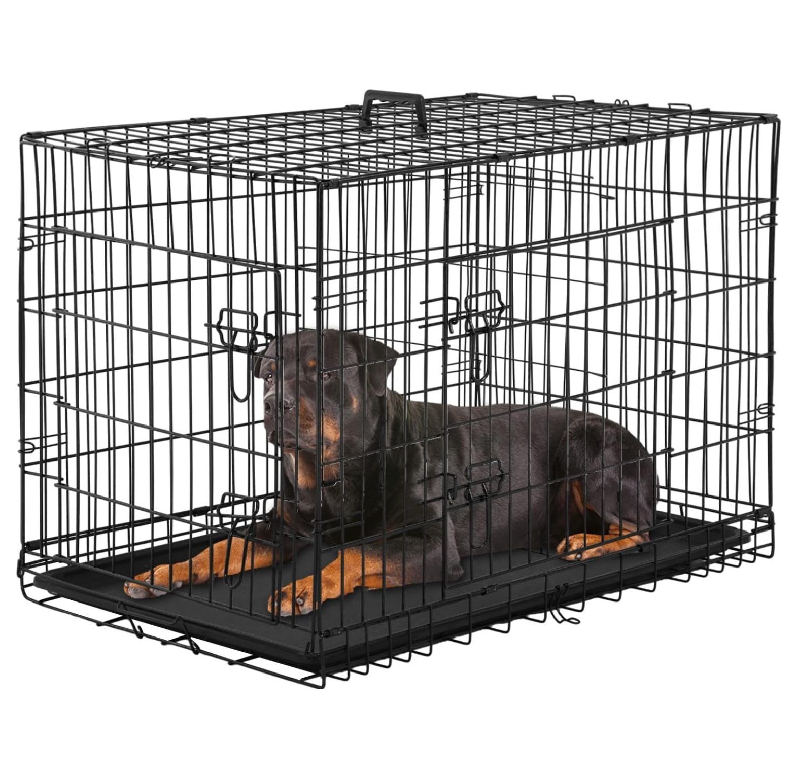 Large Dog Crate Kennel for Medium Large Dogs Metal Dog Cage DoubleDoor