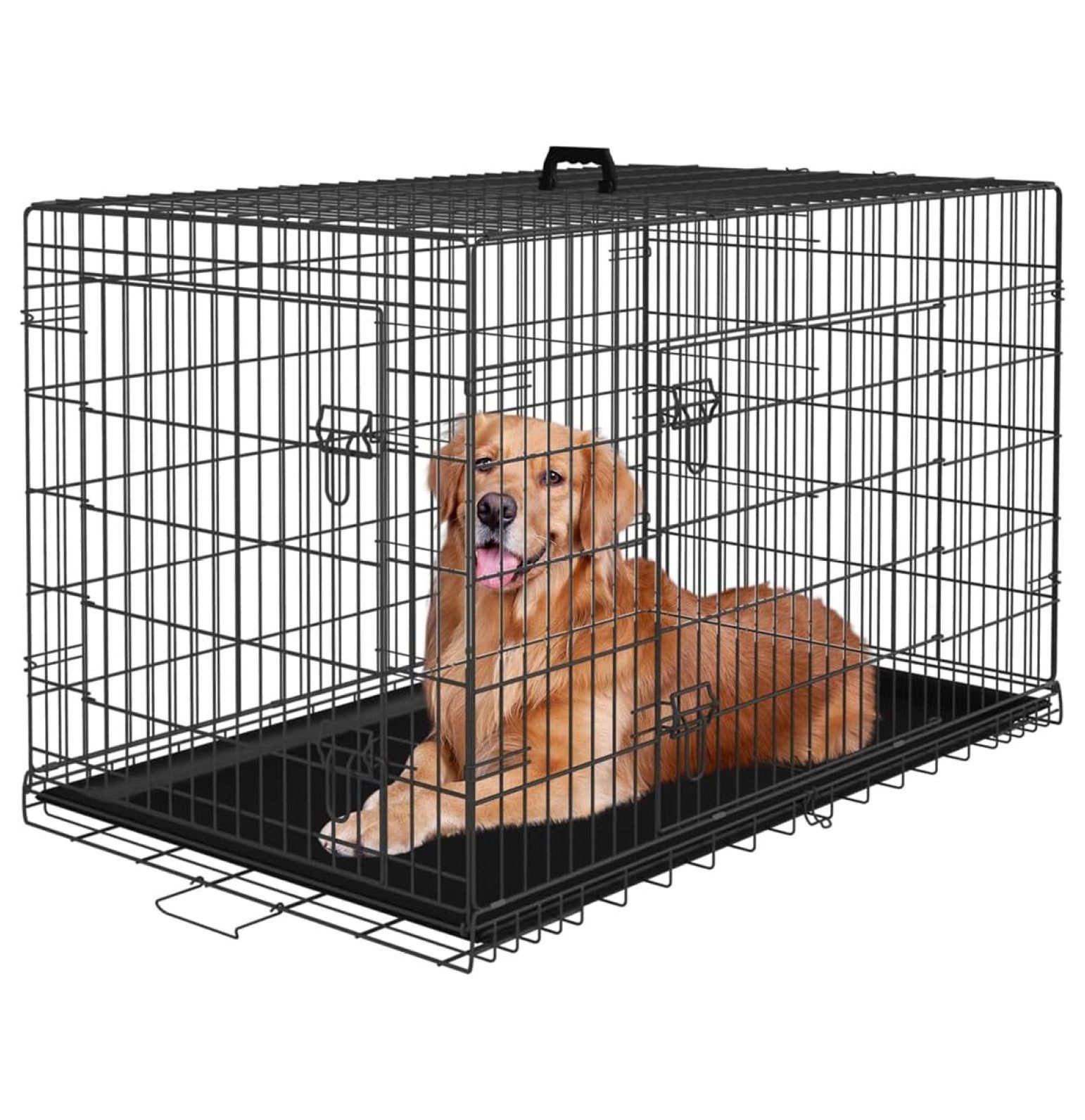 Large Dog Crate Kennel for Medium Large Dogs Metal Dog Cage DoubleDoor