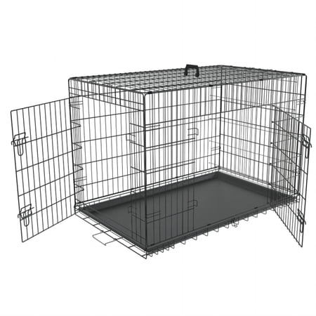 Large Dog Crate for Large Dogs, L 36 inch Dog Cage with Divider and Double Door for large Medium Small Dogs ,Indoor Outdoor Folding Wire Pet Dog Kennel with Tray and Handle,Black