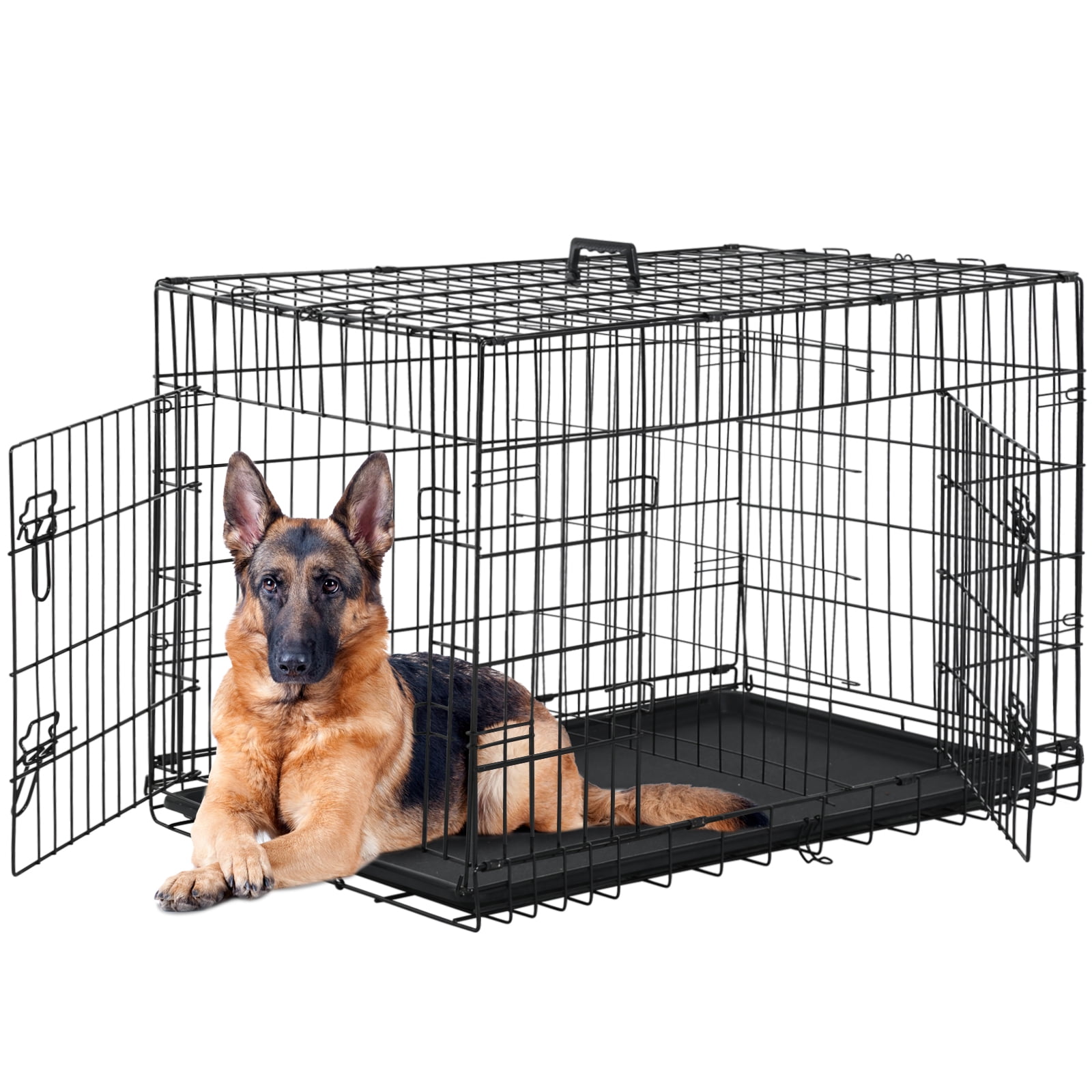 XL 42-inch Dog Crate with Divider Double Door, Foldable for