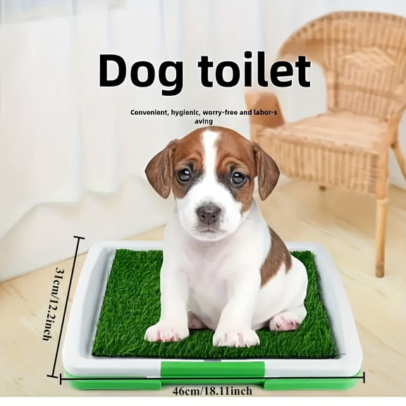 Large Dog Grass Pad with Tray (30"×20") - Reusable Puppy Turf Potty w/Pee Baffle | Artificial Grass Patch for Indoor/Outdoor, Ideal for Small & Medium Dogs