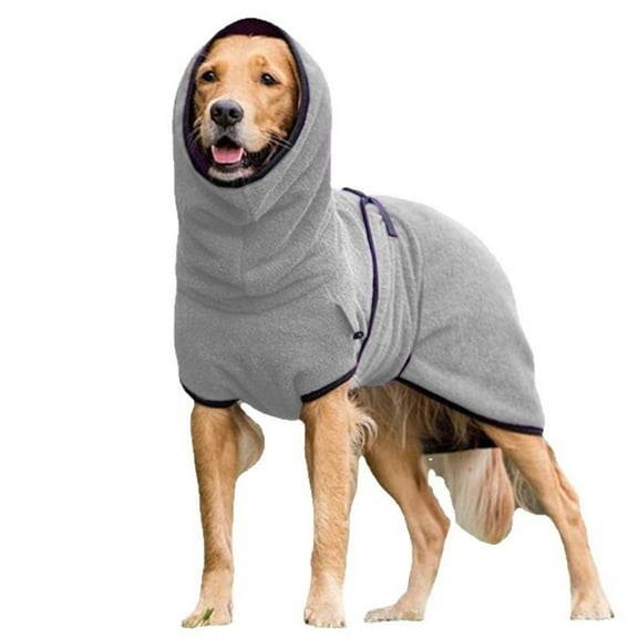 Large Dog Hoodie, Thick Sherpa Pullover Hoodie for Big Breeds Like Goldens, Ultra Warm and Comfortable for Cold Weather Protection. Light Gray M