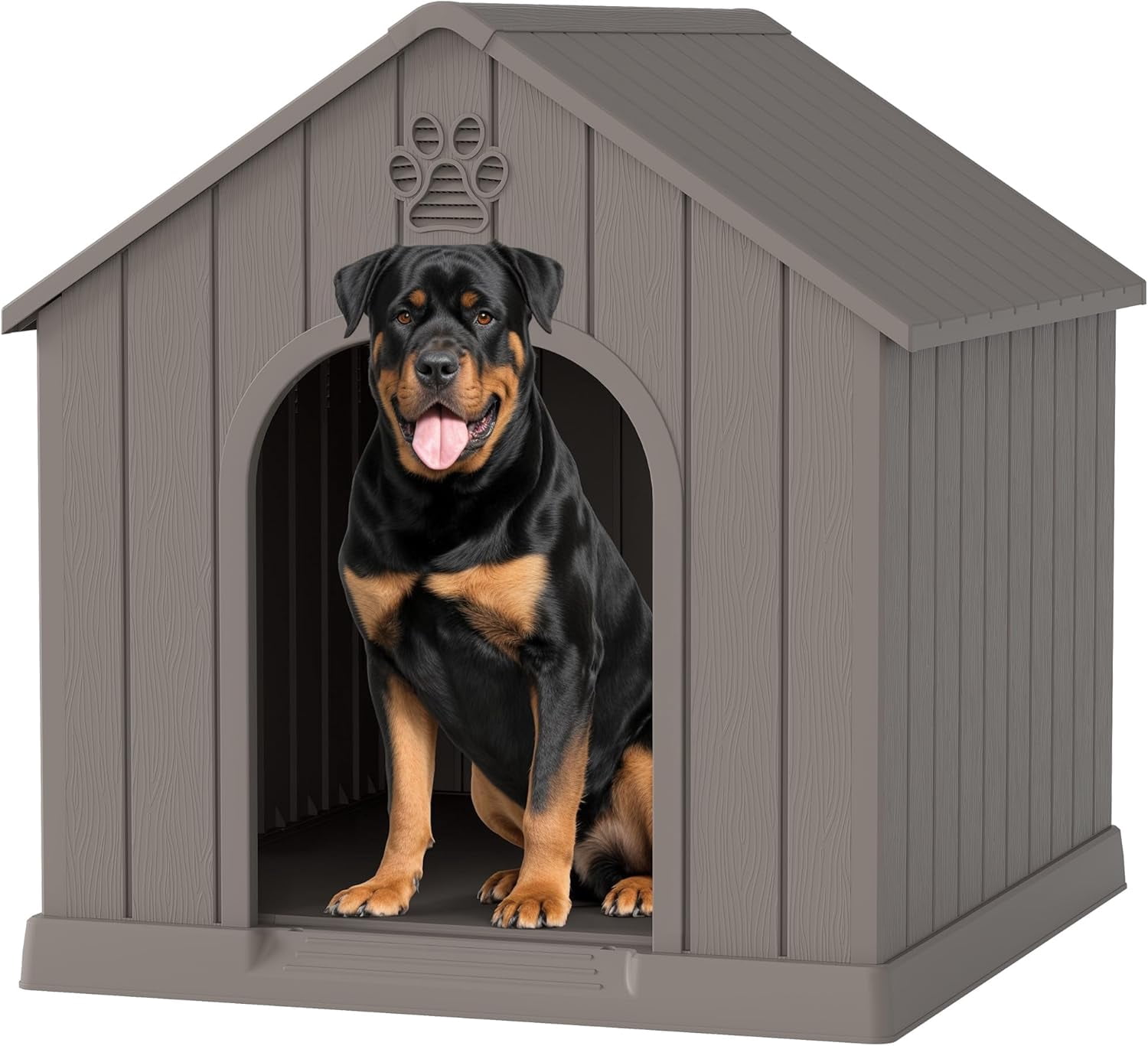 Large Dog House for Outdoor & Indoor, Waterproof Puppy Shelter with Air Vents & Elevated Floor, Easy Assemble Sturdy Dog Kennel for Large Dogs(Grey,36.2''L×38''W×38''H)