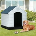 thumbnail image 1 of Large Dog House Plastic Dog Kennel Indoor Outdoor for Large Dogs, 39 inch All Weather Doghouse Puppy Shelter with Air Vents and Elevated Floor Ventilate,Blue, 1 of 12