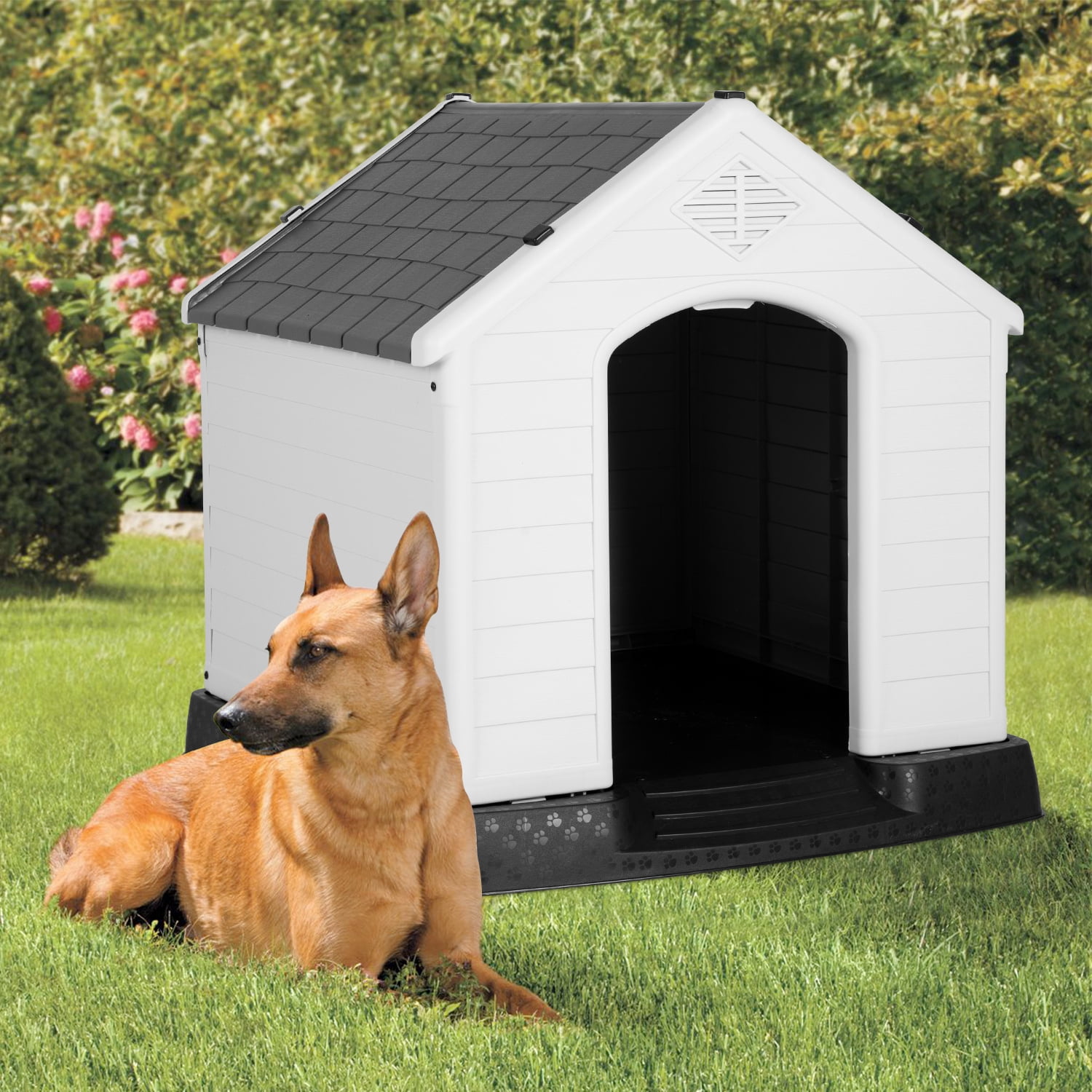NiamVelo 39inch Heavy Duty XXL Dog House, Large Door Plastic Kennel