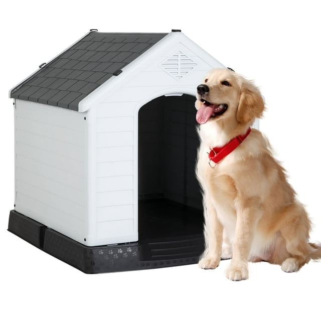 Large Dog House Plastic Dog Kennel Indoor Outdoor for Large Dogs, 39