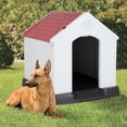 thumbnail image 1 of Large Dog House Plastic Dog Kennel Indoor Outdoor for Large Dogs, 39 inch All Weather Doghouse Puppy Shelter with Air Vents and Elevated Floor Ventilate,Red, 1 of 8