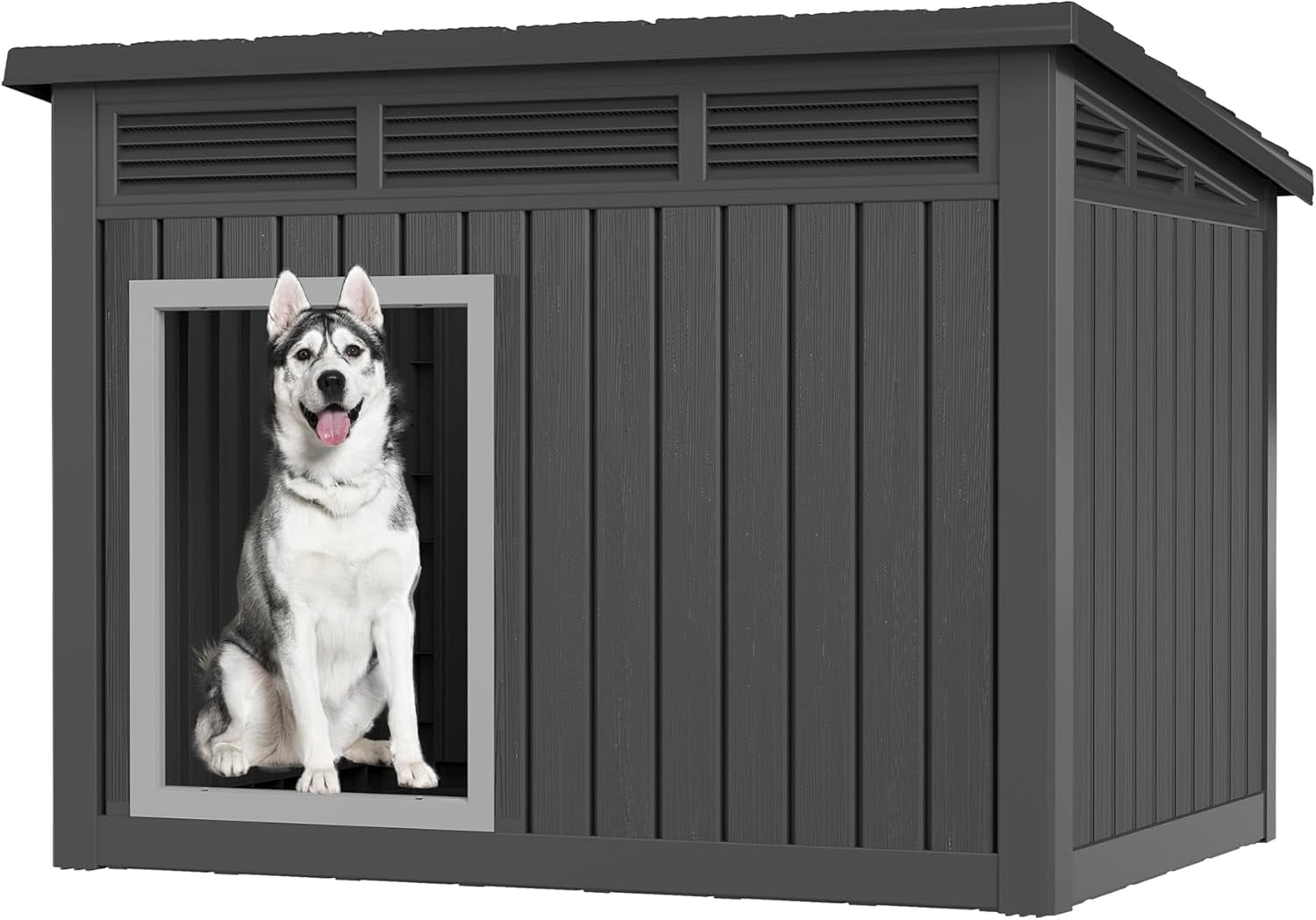 Large Dog House for Indoor & Outdoor - Weatherproof & Removable Roof, Fits Small to Large Dogs (42.8" L x 33" W x 31.5" H) - Black