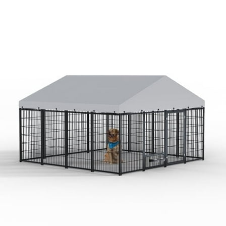 Large Dog Kennel For Outdoor Pet Pens Dogs Run Enclosure Animal Hutch Metal Coop Fence with Roof Cover