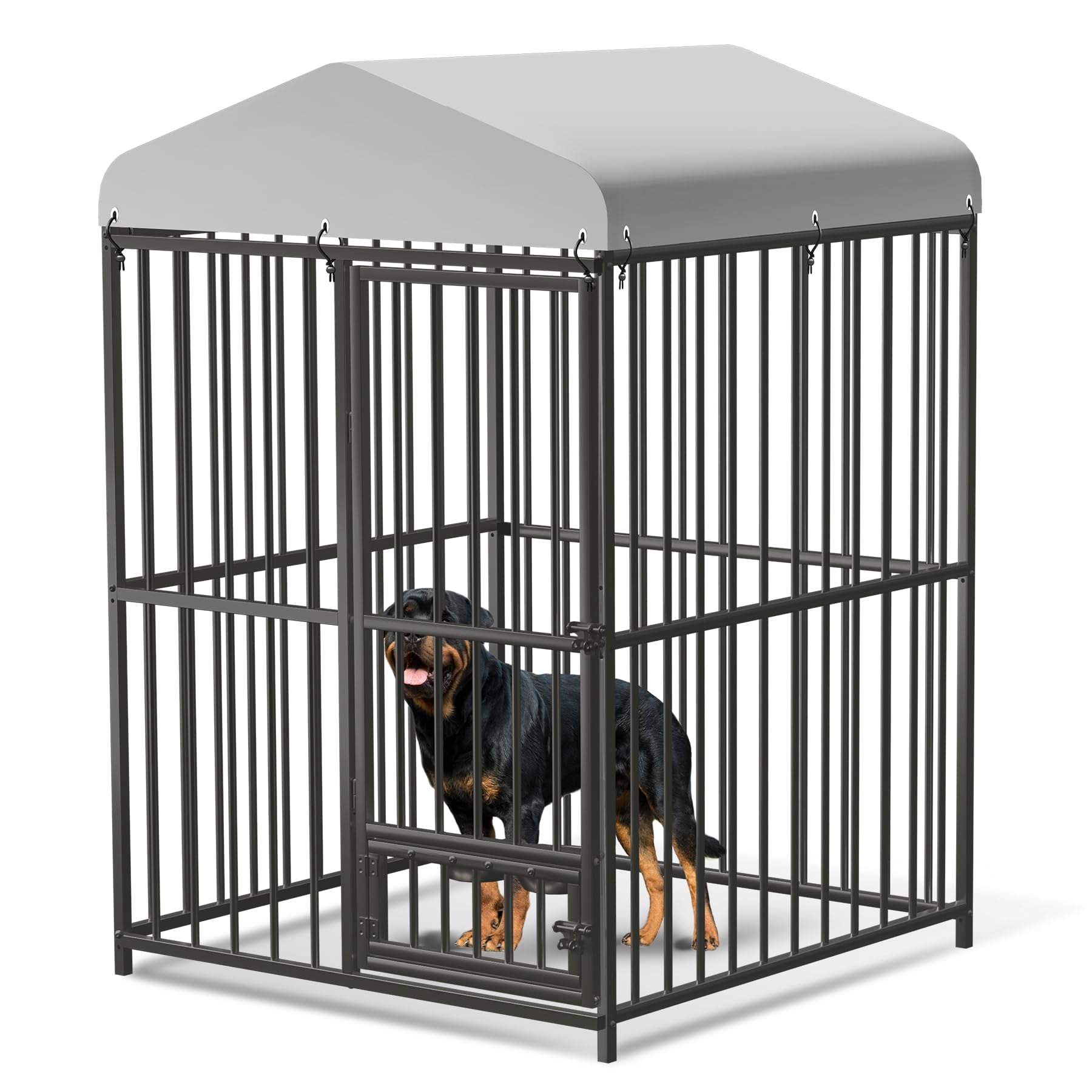 Large Dog Kennel Outdoor, Heavy Duty Outside Dog Kennel Pet Pens Dogs Run Enclosure with Anti-UV Waterproof Cover, Lockable Door for Medium to Small Dog