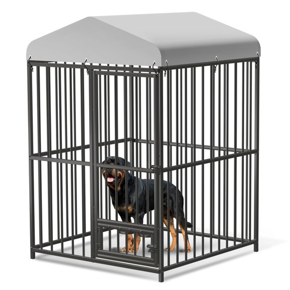 Large Dog Kennel Outdoor, Heavy Duty Outside Dog Kennel Pet Pens Dogs Run Enclosure with Anti-UV Waterproof Cover, Lockable Door for Medium to Small Dog