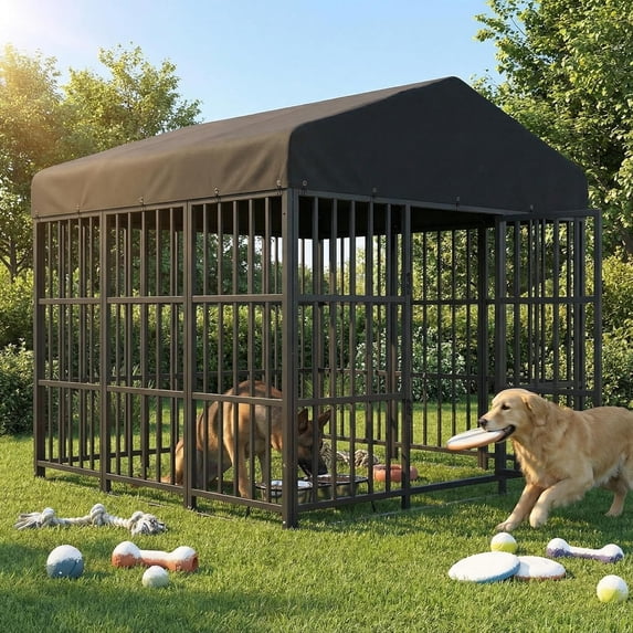 Dog Box Locks Large Dog Kennel Outdoor with Double Safety Locks 73''x72''x71'' Heavy ...