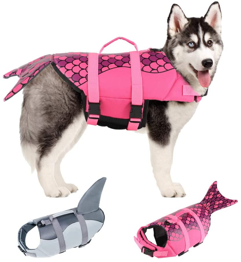 Large Dog Life Jacket, Dog Mermaid Life Vests for Swimming, Adjustable