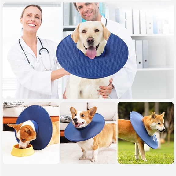 Large Dog Mesh Elizabethan Collar - Adjustable Breathable Cone for Post-Surgery Recovery & Preventing Licking - Dark Blue
