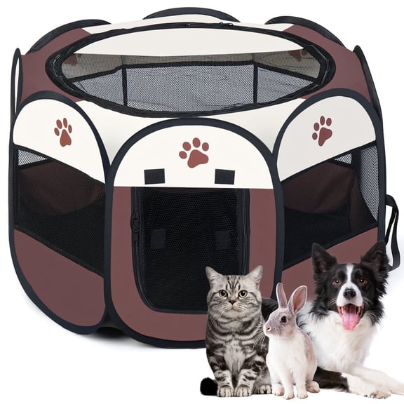 DOMIPET Large Dog Pet Cat Playpen Tent, 29" Portable Exercise Fence Kennel Cage Oxford Crate, Indoor Foldable Dog Crate Kennel with Zip, Outdoor Pet Cage for Small Animals, Chick