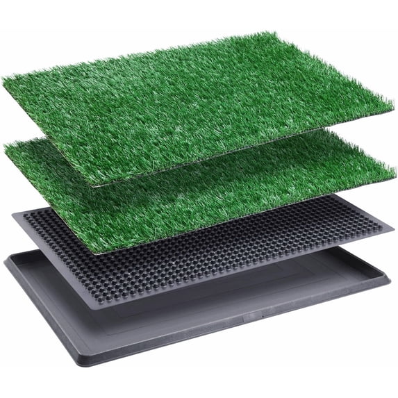 Large Dog Potty Tray with Grass Pee Pads - Easy to Clean 20x25 Inch