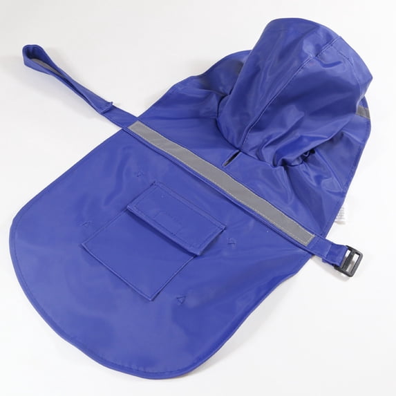 Large Dog Raincoat Adjustable Pet Water Proof Clothes Lightweight Rain Jacket Poncho Hoodies with Strip Reflective(S,Blue)