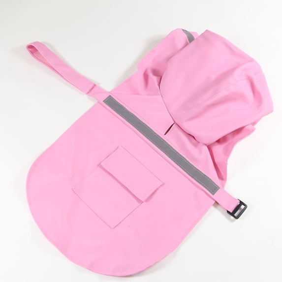 Large Dog Raincoat Adjustable Pet Water Proof Clothes Lightweight Rain Jacket Poncho Hoodies with Strip Reflective(S,Pink)