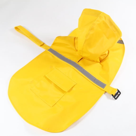 Large Dog Raincoat Adjustable Pet Water Proof Clothes Lightweight Rain Jacket Poncho Hoodies with Strip Reflective(S,Yellow)