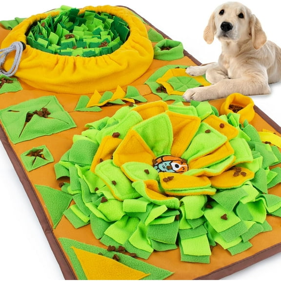 Large Dog Snuffle Mat, Interactive Feeding Mat, 34.6 in x 19.6 in, Squeaker and Crinkle Paper, Non-Slip, Easy to Clean
