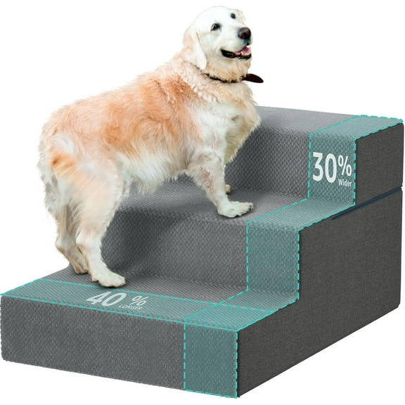 Large Dog Stairs for High Beds - Extra Wide Pet Steps for Large Dogs to Get on Tall Bed 3 Deep Step Cat Ramp for Couch