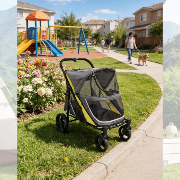 Stroller Foot Break Large Dog Stroller for Medium & Big Pets, Folding Dual Entry Pet Wagon ...