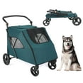 thumbnail image 1 of Large Dog Travel Stroller with 4 Heavy Duty Wheels Pet Stroller with Adjustable Handle - Double Doggie Capacity Jogger Wagon with Back Front Door for Small Medium Large Dogs (Dark Green-C), 1 of 7