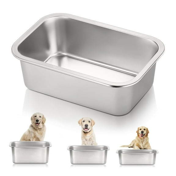 Large Dog Water Bowl, Stainless Steel Dog Water Bowl, Large Capacity Water Trough, Indoor and Outdoor Water Bowl
