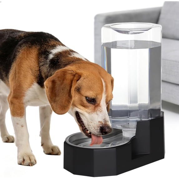Large Dog Water Dispenser: 8L Large Capacity Gravity Water Feeder - Less Refills for Multi-Pet Homes - Stainless Steel Bowl - Easy Refill & Maintenance - for Medium/Large Dogs - Garage/Patio