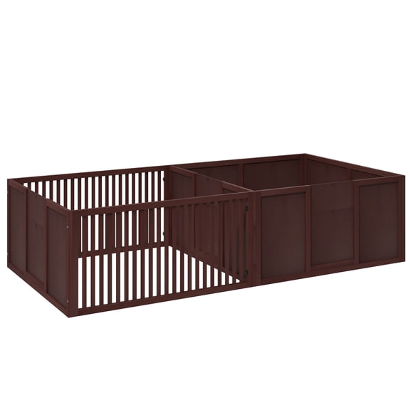 Large Dog Whelping Box with Removable Doors, 81L x 39W Puppy Playpen for Indoors, Two-Room Layout for Mother and Newborn Puppies, MDF Coffee