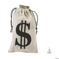 thumbnail image 1 of Large Dollar Sign Canvas Drawstring Bags, Birthday, Party Supplies, 6 Pcs, 1 of 1