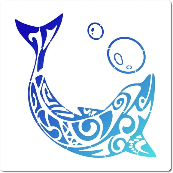 Large Dolphin Stencils 12x12 Inch Reusable Animal Stencil Sea Ocean Creatures Template Signs Home Wall Decor for DIY Painting on Wood Wall Scrapbook Card Floor Canvas and Tile Drawing