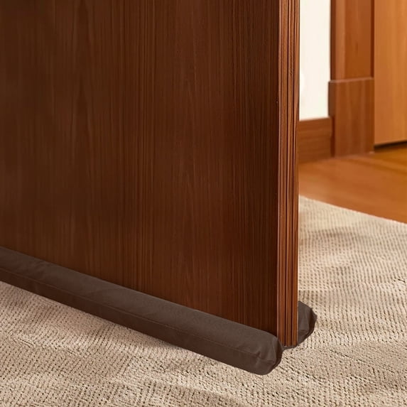 Large Door Draft Stopper, 36 Inch Under Door Draft Noise Blocker, Draft Guard for Bottom of Doors, Adjustable Twin Door Sweep Draft Seal Window Sealer, Brown