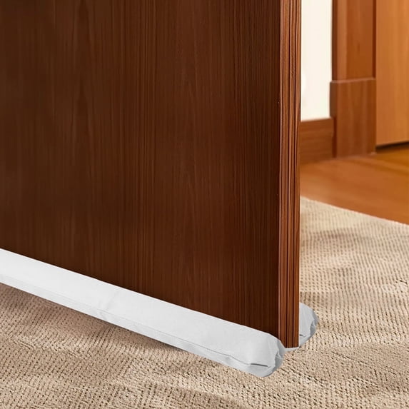 Large Door Draft Stopper, 36 Inch Under Door Draft Noise Blocker, Draft Guard for Bottom of Doors, Adjustable Twin Door Sweep Draft Seal Window Sealer, White