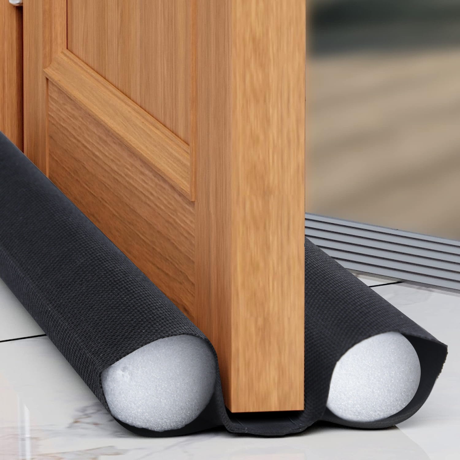 Large Door Draft Stopper 36 Inch Under Door Draft Noise Blocker Black