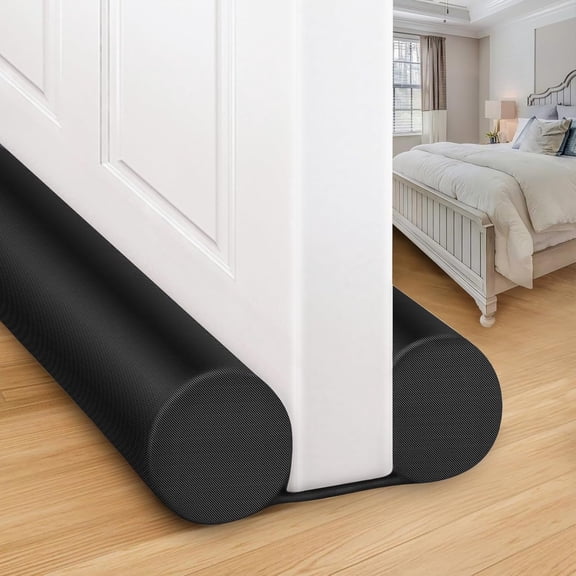 Large Door Draft Stopper for Bottom of Door 36 Inch Under Door Draft Blocker Under Door Gap Filler Weather Stripping Adjustable Double Door Sweep Door Draft Guard Window Seal Black