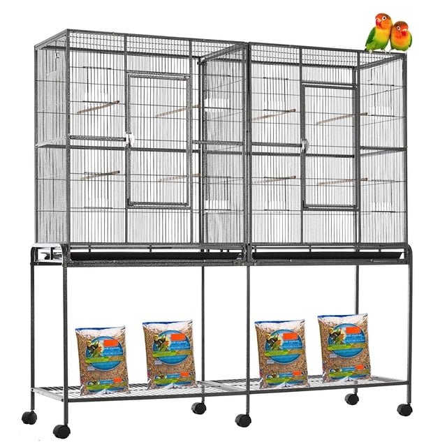Photo inspiration: Spacious Parrot Cage With Macaw Size Door And Bar Spacing Reference: Large Double Flight Bird Cage With Divider Nest Doors Wheels