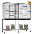 thumbnail image 1 of Large Double Flight Bird House Breeder Cage With Center Divider Side Breeding Nest Doors with Removable Rolling Stand Canary Parakeet Cockatiel Lovebird Finches, 1 of 10