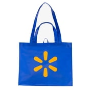 Walmart Large Reusable Shopping Bag, Grocery Tote Bag with Double Handles, Blue