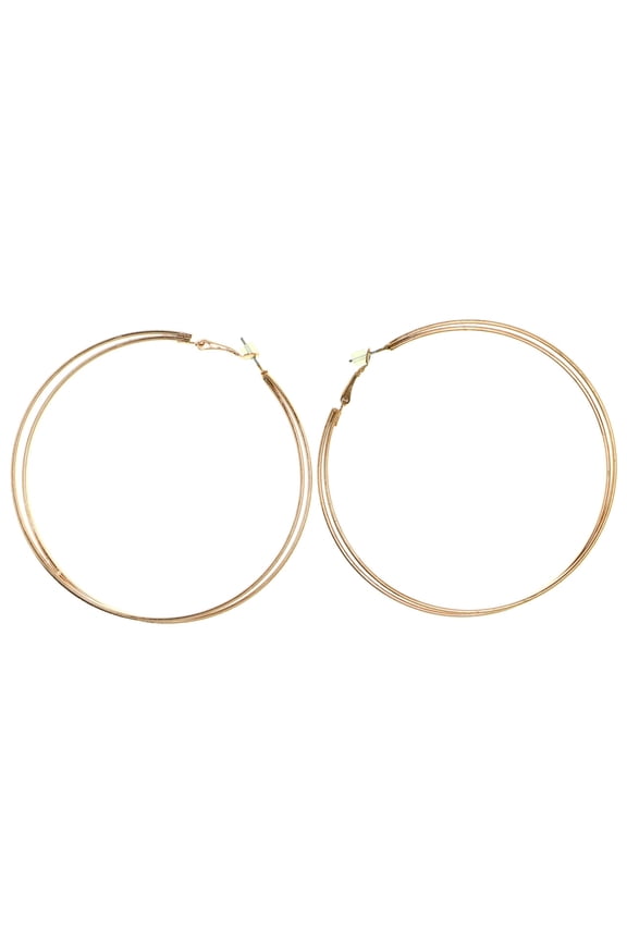 Large Double Hoop Earrings For Women Rose Gold-Tone