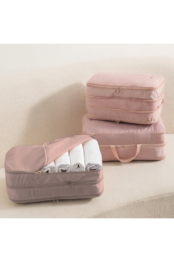 Large Double Layer Compression Travel Clothes Storage Bag, 15.75x9.84x4.72in, Portable Luggage Packing Cubes for Weekend Trips