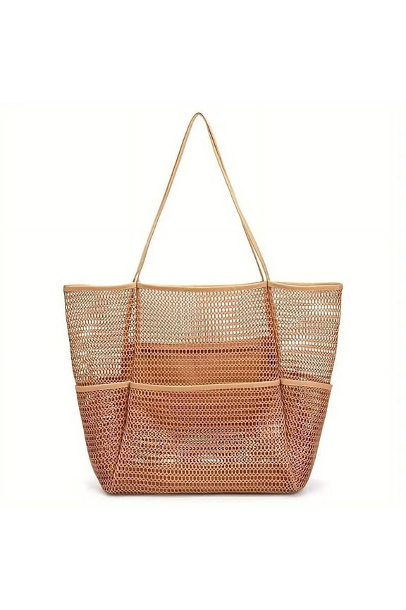 Large Double Layer Mesh Beach Bag, Essential Travel & Vacation Must-Have, Sandproof Lightweight Tote for Beach, Pool & Travel Essentials