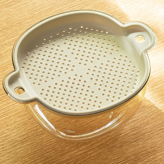 Large Double-Layer Plastic Kitchen Strainer Colander Bowl Set – Detachable Vegetable Washing Basket with Fine Side Drainage Holes, Multi-Functional Mixing and Cleaning Bowls for Pasta, Rice, Fruits