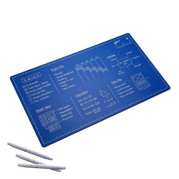 Large Double-Sided Blueprint Mouse Pad & Desk Mat 23.6 x 11.8 Inch Rubber Pad for Office Workstation and Home Use