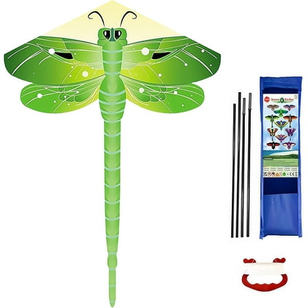 Large Dragonfly Kite for Kids Adults Beginner, 63 x 43 Inch Single Line Colorful with Tail Kite with Winding Handle and Line Outdoor Beach Park Flying Games Activities Birthday Gift