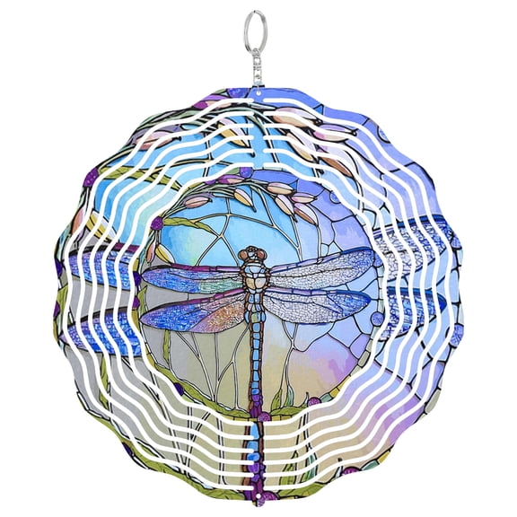 Large Dragonfly Metal Wind Spinner, Colorful Insect Yard Panel