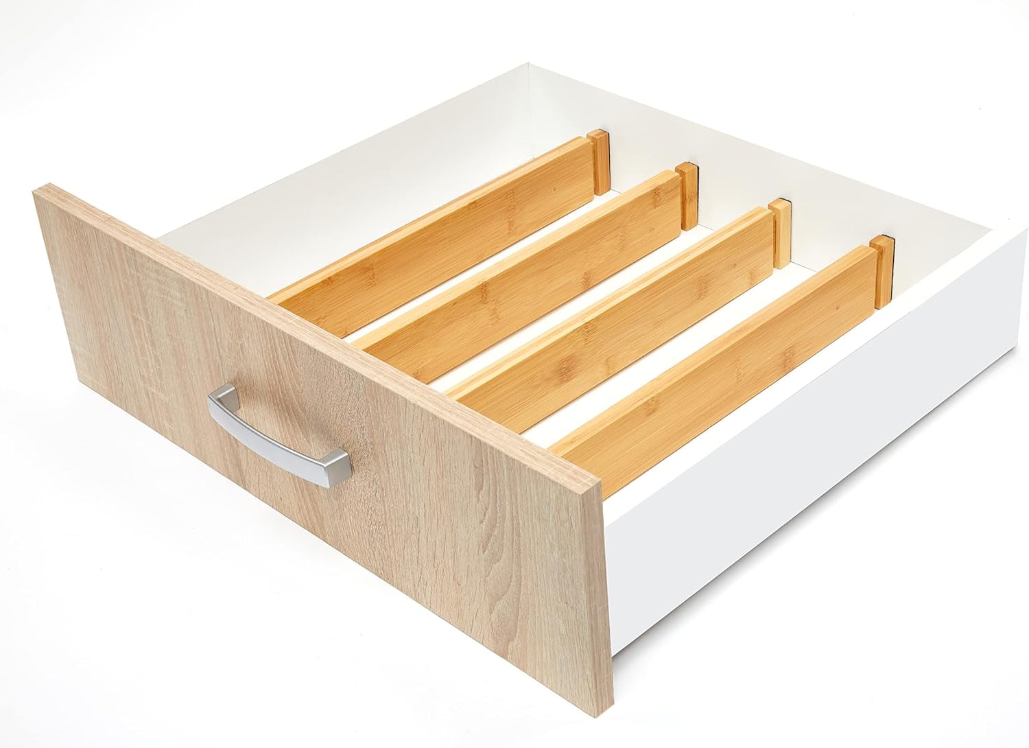 Large Drawer Organizer (18" - 22") Adjustable Bamboo Drawer Dividers Organizers, Expandable Drawer Separators for your Kitchen, Bedroom, Bathroom, Dresser, Office, and More (4 pieces)