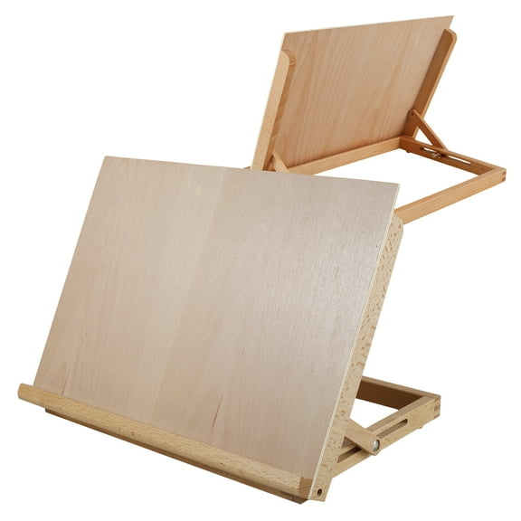 Large Drawing Board Easel Solid Beech Wood Tabletop Painting Easel with Smooth Surface Adjustable Angle Art Easel Folding Drawing and Sketching Board for Artists Beginners Student