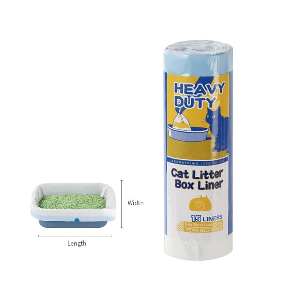 Large Drawstring Cat Litter Box Liners, Extra Thick Heavy Duty Litter Pan Waste Bags, Leak-Proof Feline Care Refills for Easy Disposal, 15 Count Pack