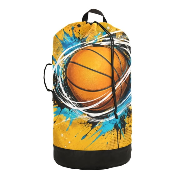 Large Drawstring Laundry Backpack Bag, Dynamic Basketball Art Durable ...